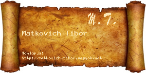 Matkovich Tibor névjegykártya